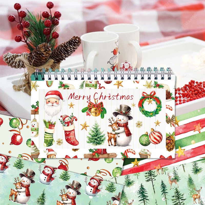 Feivando 24 Sheets Christmas Scrapbook Paper 12'' × 12'' Double-Sided Xmas Watercolor Pattern Paper Decorative Art Cardstock for Holiday DIY Crafts Card Making Scrapbook Supplies - Image 4